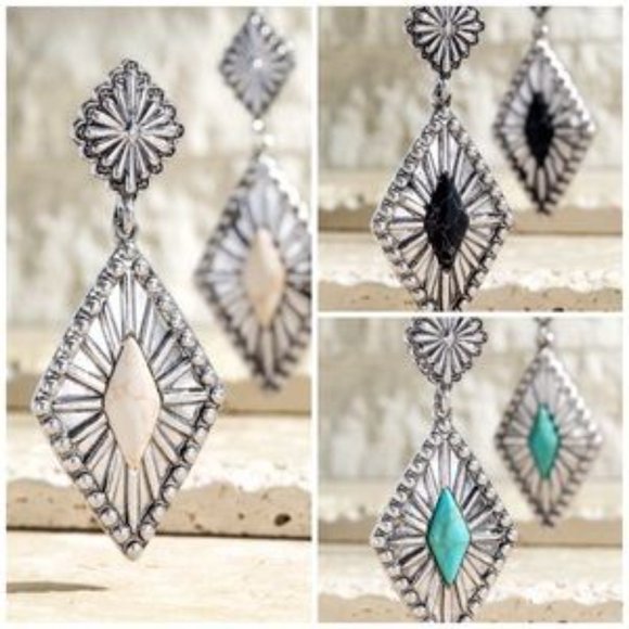 Viola Jewelry - Western Vibe earrings silver with Black Howlite